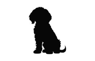 un cockapoo perro negro silueta vector gratis