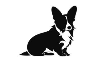 A Corgi Dog black vector Silhouette isolated on a white background