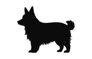 A Corgi Dog black Silhouette vector isolated on a white background