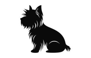 Yorkshire terrier perro vector negro silueta aislado en un blanco antecedentes