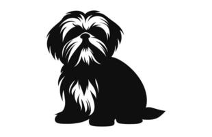 shih tzu perro vector negro silueta aislado en un blanco antecedentes