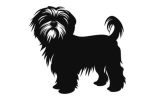 Shih Tzu Dog vector black Silhouette isolated on a white background