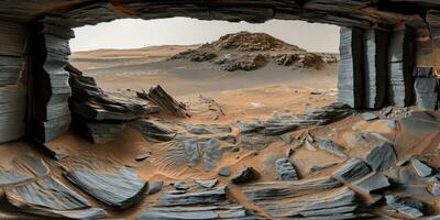 AI generated cave on the planet Mars is an ideal place to build a base photo