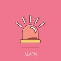 Emergency siren icon in comic style. Police alarm vector cartoon illustration on isolated background. Medical alert business concept splash effect.