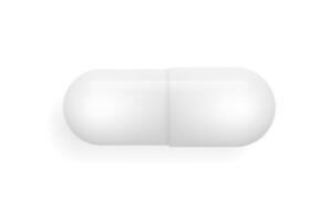 Mockup with pill medicine capsule on white background. White background. Isolated vector icon. Template for medical design. Vector illustration.