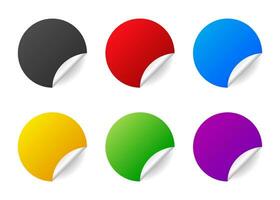 Realistic badge of different colors. Product advertising. Web design. Vector illustration.