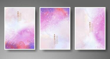 Set of creative hand painted abstract watercolor background. Design for your cover, date, postcard, banner, logo. vector