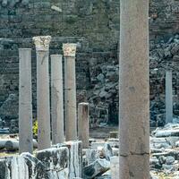 ruins of the ancient theater in Side, now Manavgat, Turkey photo