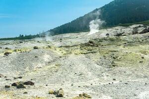 fumarole field on the slope of Mendeleev volcano, Kunashir island photo