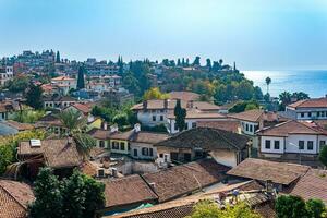 general top view of Kaleici, coastal historical city center of Antalya, Turkey photo