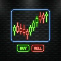 Stock online trading. Technical analysis candlestick chart. Stock exchanges index. vector