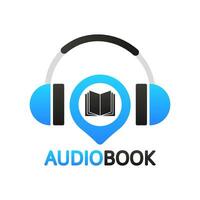 Audio book in flat style on white background. Vector isometric design