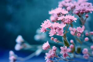 AI generated a close up image of a bunch of flower on a blue background photo