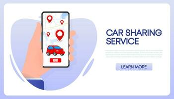 Car sharing service. Share automobile for commuting. Vector illustration.