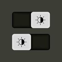 Flat switch bubble slide button for dark mode or black mode on black background. Vector illustration.