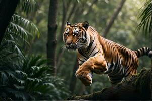 AI generated wild Tiger in action photo