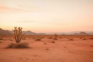 AI generated a photograph of desert at dusk photo