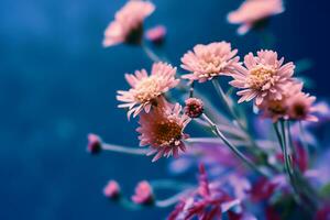 AI generated a close up image of a bunch of flower on a blue background photo