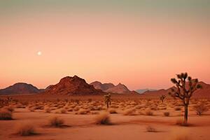 AI generated a photograph of desert at dusk photo