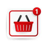 Shopping basket web button on white background vector