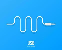 poder concepto antecedentes diseño, USB blanco cable , aislado en un azul antecedentes. vector