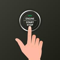 Engine start stop button. Car dashboard element. vector