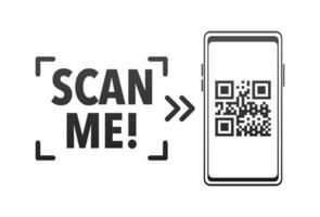 Scan me icon with QR code. Inscription scan me. QR code label. vector