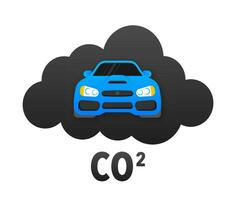 co2 emisiones icono. carbón dióxido. coche co2 nube. vector