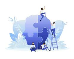 Puzzle people, great design for any purposes. Isometric vector illustration