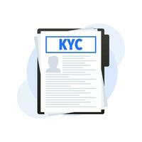 kyc - saber tu cliente documento, verificando el identidad. vector