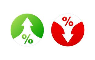 Percentage with arrow up and down. Percentage growth, interest rate. Banking and credit. vector