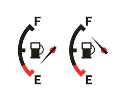 Car fuel tank indicator with gas. Gauge of fuel. Dial of measurement, level, control power. vector