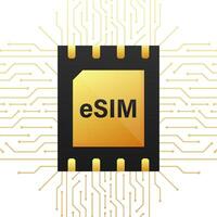 Digital e sim chip motherboard digital chip. Modern icon. White background. Vector template. Communication icon symbol.