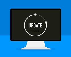 Data update or synchronize with bar process. Update on laptop and smartphone. vector