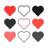 heart icons, concept of love, linear icons thin grey line vector