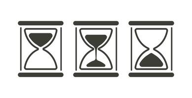Sand hourglass collection showing the passage of time. Gray icon. Vector illustration.