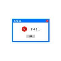 System error vector icon failure pc interface. Error message computer window alert popup