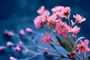 AI generated a close up image of a bunch of flower on a blue background photo