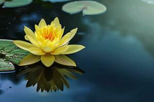 AI generated shot of lotus flower floating in the pond photo