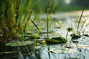 AI generated A captivating image capturing the tranquility of wetlands photo