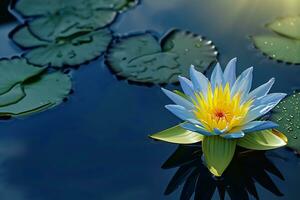 AI generated shot of lotus flower floating in the pond photo