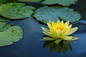 AI generated shot of lotus flower floating in the pond photo