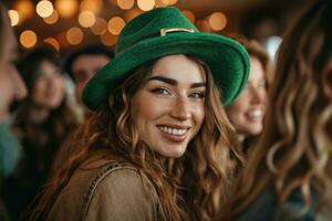 AI generated celebrating St patrick's day with friends photo