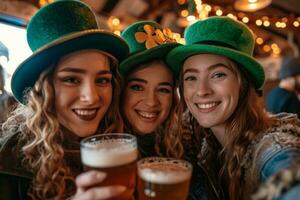 AI generated celebrating St patrick's day with friends photo