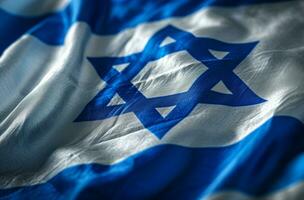 ai generado israelí bandera ondulación en el viento foto