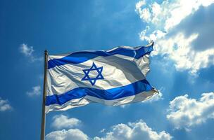 AI generated israeli flag waving in the wind photo