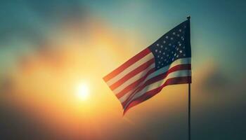 AI generated us flag, us flag in front of the sun photo