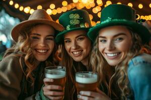 AI generated celebrating St patrick's day with friends photo