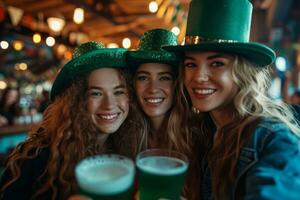 AI generated celebrating St patrick's day with friends photo
