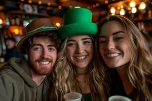 AI generated celebrating St patrick's day with friends photo